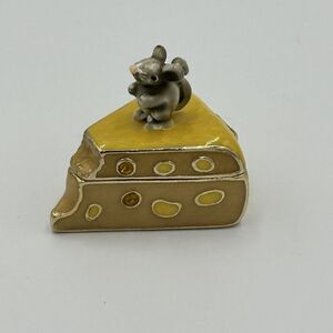 Small Cute Mouse On Cheese Trinket Box by Monet Collectible